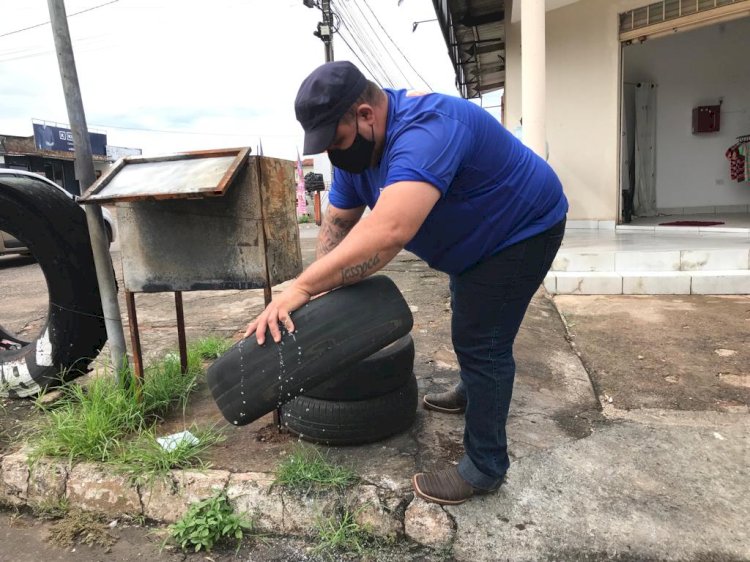POR DETERMINAÇÃO DO PREFEITO MARDEN JÚNIOR, FRENTES DE SERVIÇOS DA PREFEITURA DE TRINDADE RECOLHEM PNEUS EM BORRACHARIAS DA CIDADE